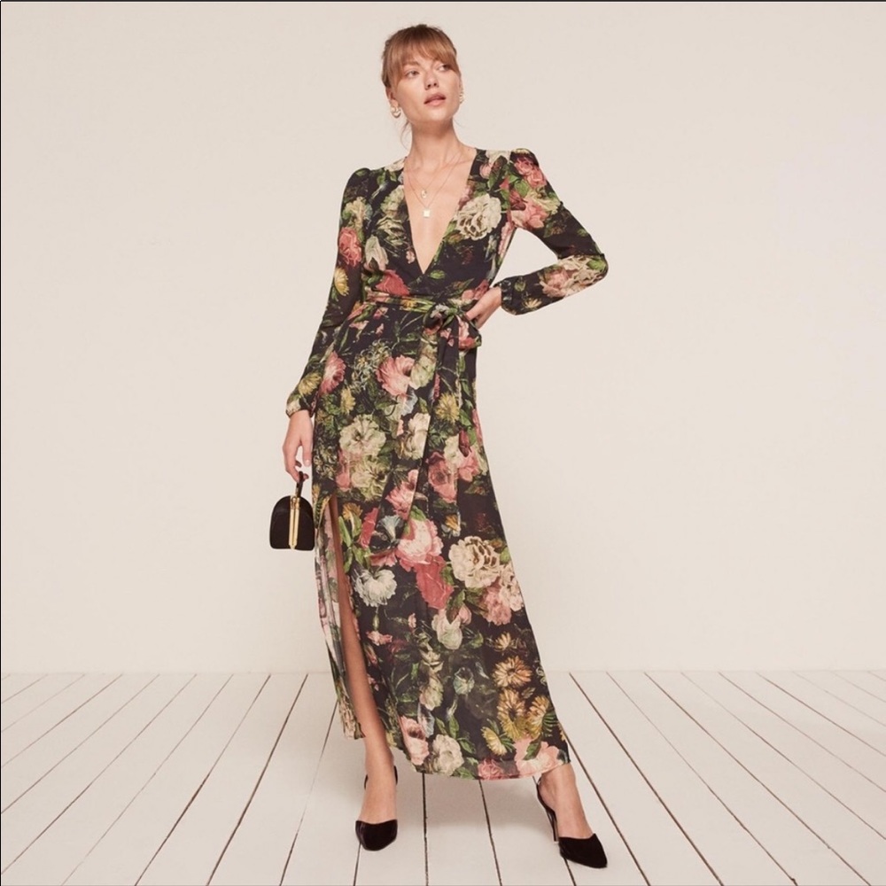 Reformation Mayfair Dress Midnight Garden